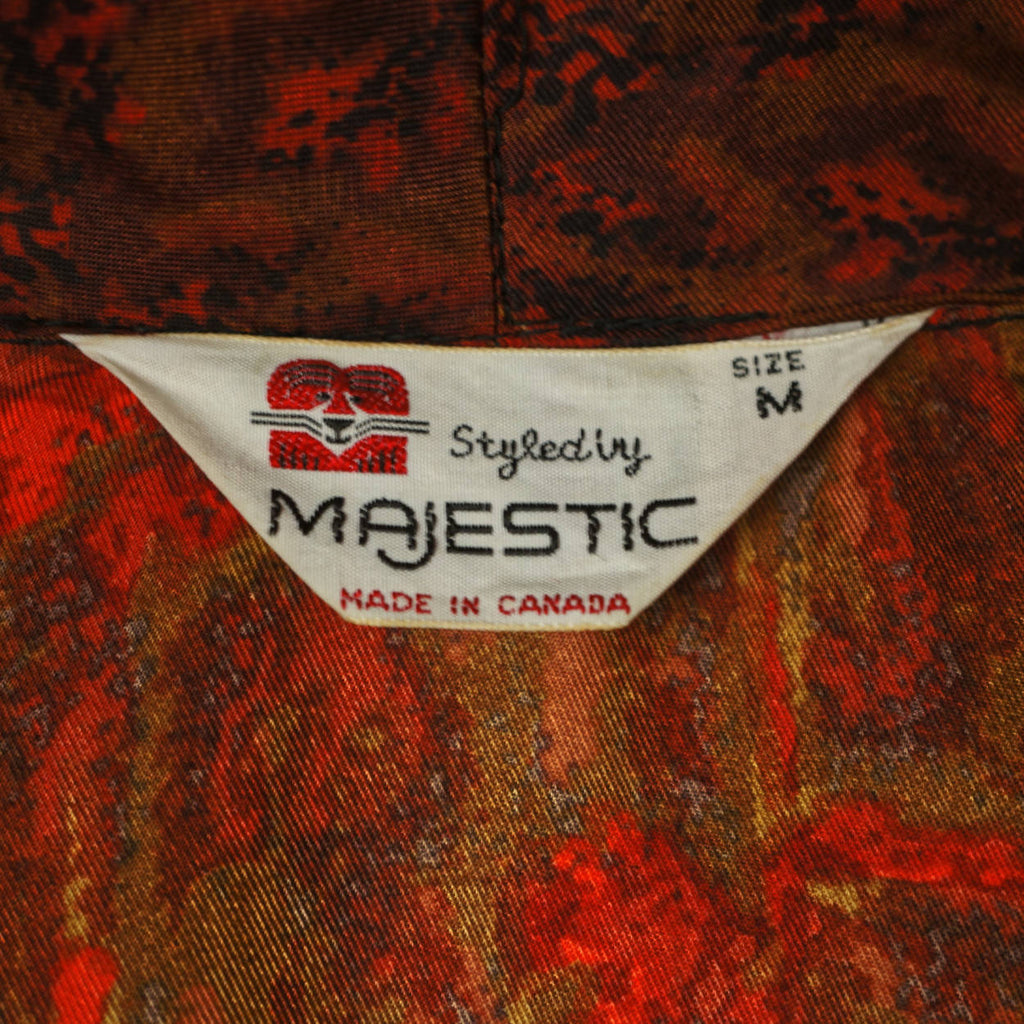 Vintage Mens Dressing Gown Lounging Robe Red Brown Black 1950s Majestic Medium - Poppy's Vintage Clothing
