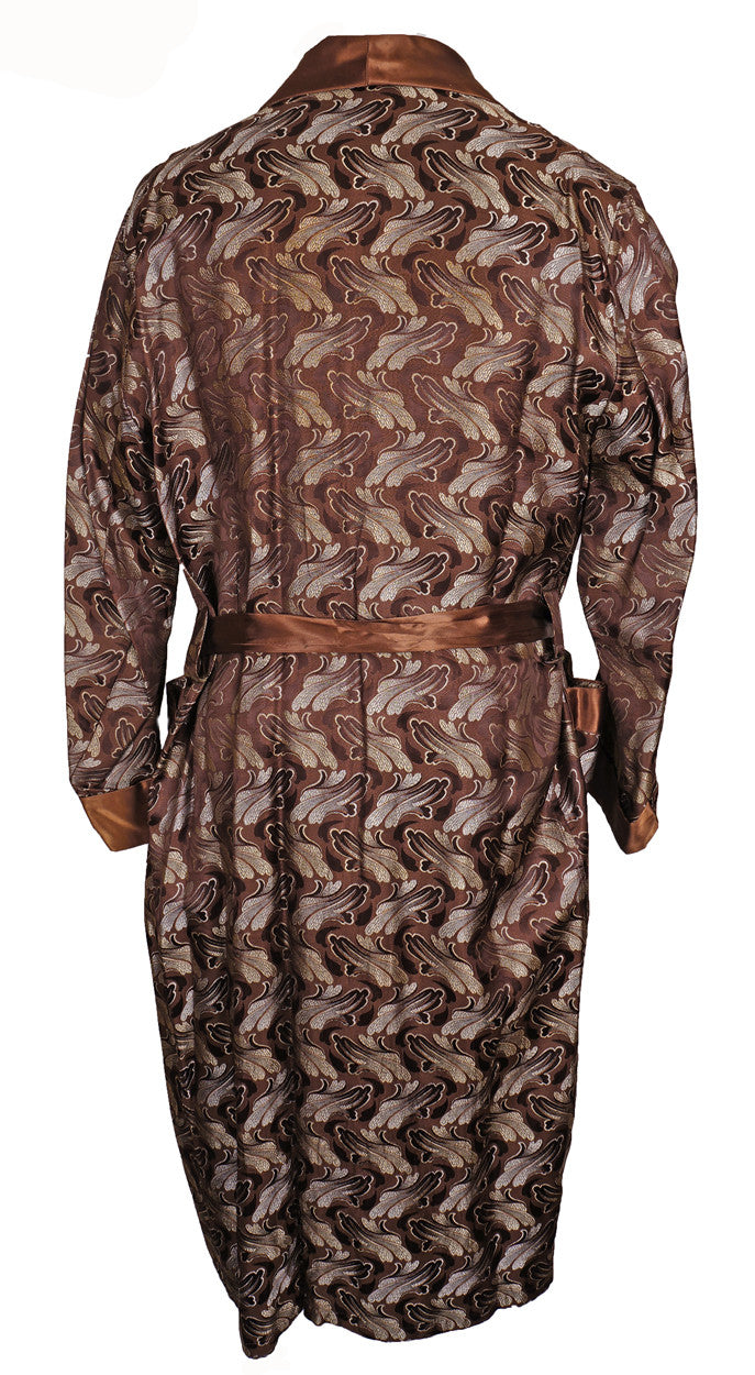 1950s Mens Fashion Dressing Gown Brocade Pattern Size OS X Large - Poppy's Vintage Clothing
