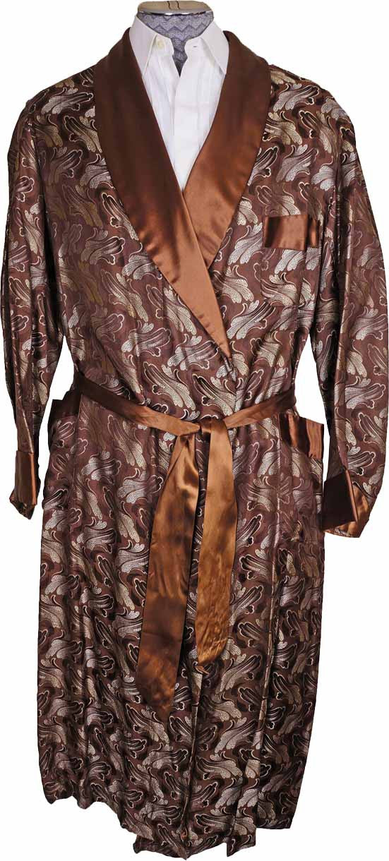 1950s Mens Fashion Dressing Gown Brocade Pattern Size OS X Large - Poppy's Vintage Clothing