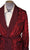 Vintage 50s Mens Dressing Gown Red Satin Leaf Pattern Lounging Robe Size M - Poppy's Vintage Clothing