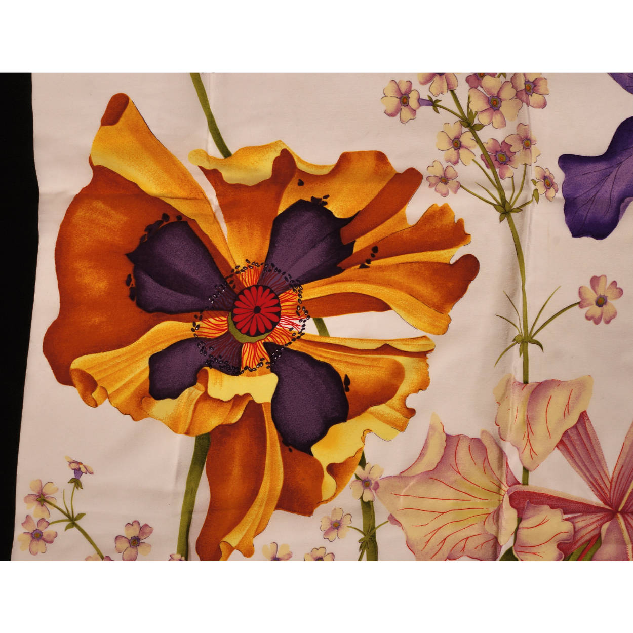 Vintage Mantero Silk Scarf Iris Flowers Made in Italy 34.5” - Poppy's Vintage Clothing