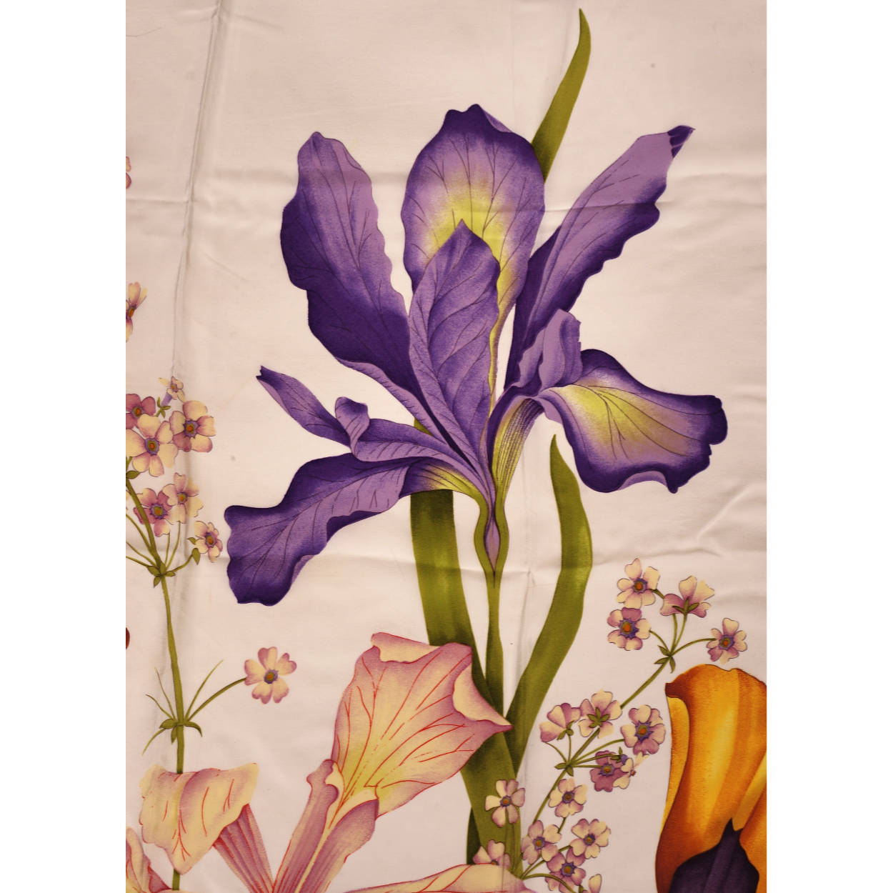 Vintage Mantero Silk Scarf Iris Flowers Made in Italy 34.5” - Poppy's Vintage Clothing