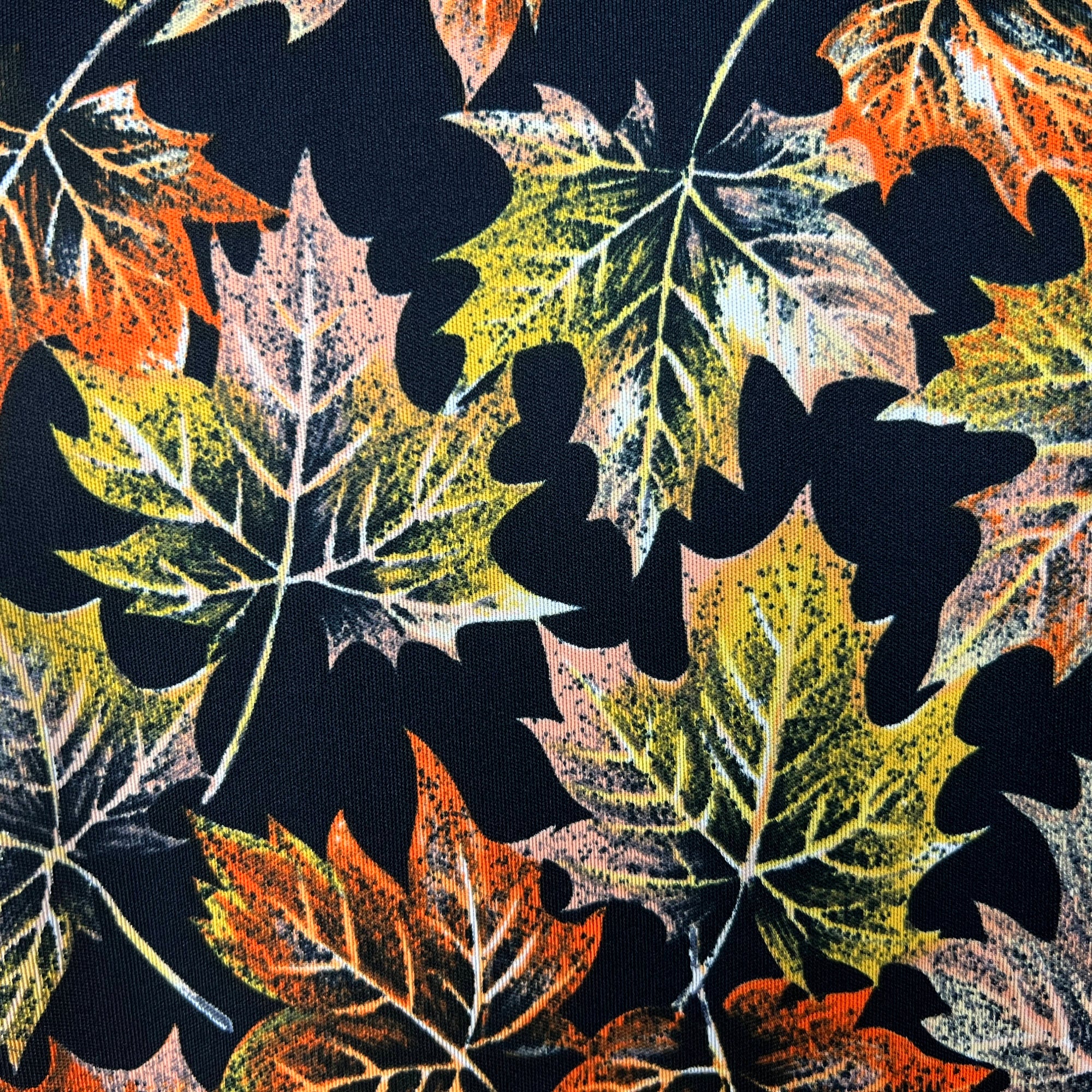 Vintage 1970s Disco Shirt Polyester Maple Leaf Pattern Sz XL