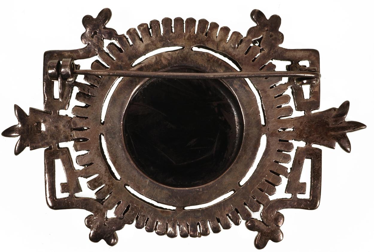 Vintage Art Deco Marcasite and Onyx Brooch Pin - Poppy's Vintage Clothing