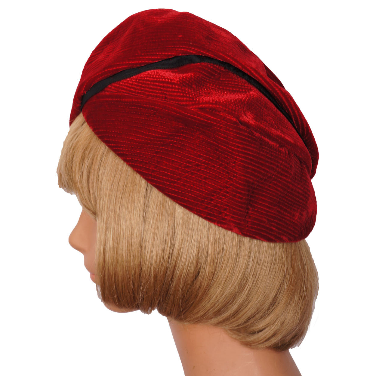 Vintage French Velvet Towering Beret Hat Marcelle Georges Paris Ladies Size S / M - Poppy's Vintage Clothing