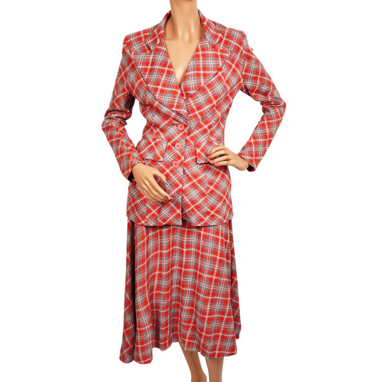 Vintage 1960s Plaid Wool Suit by Margaret Godfrey for Bagatelle Size S