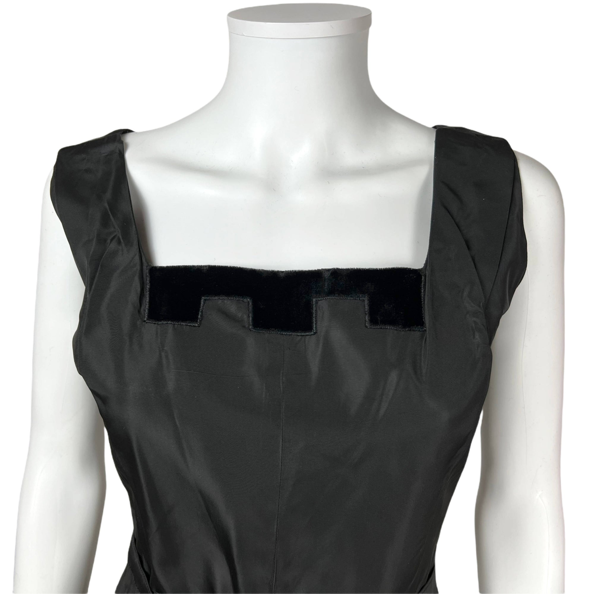 Vintage 1950s Cocktail Dress w Jacket Black Taffeta Size M