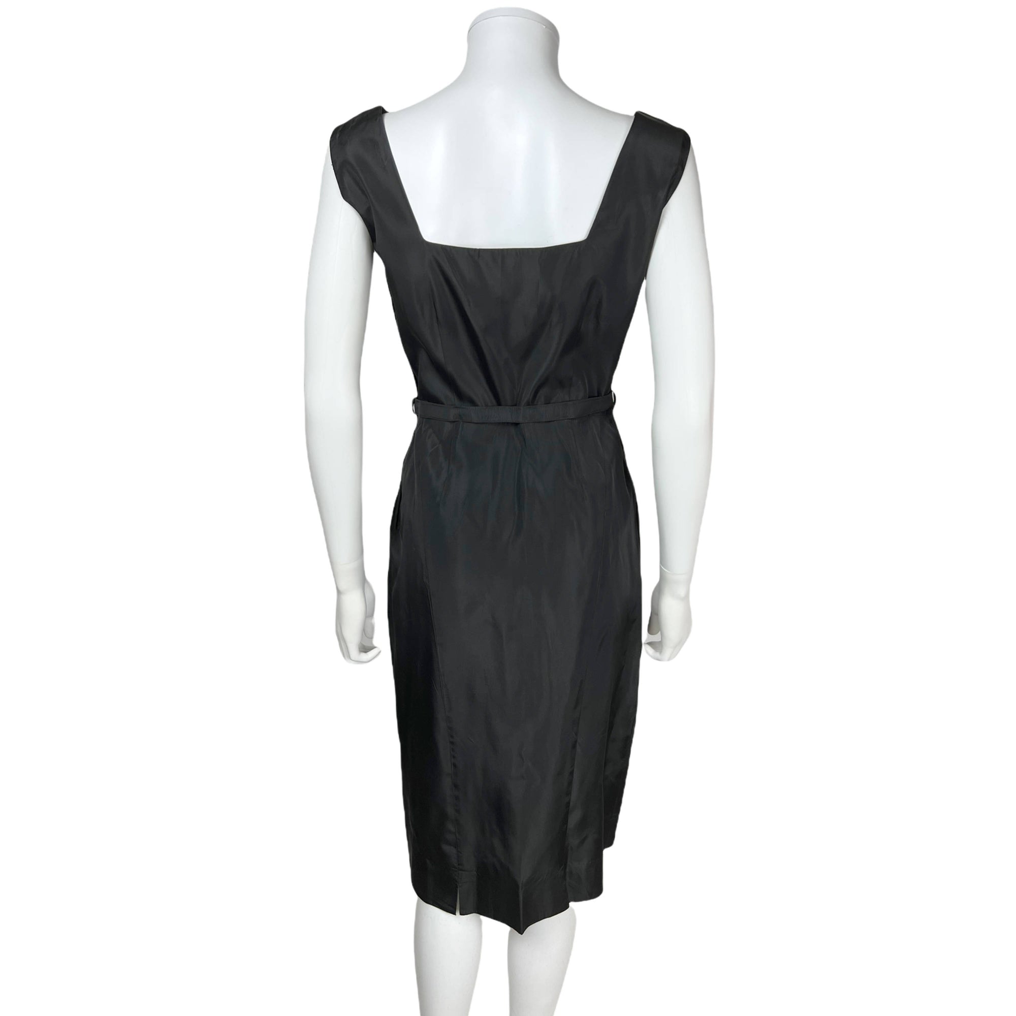 Vintage 1950s Cocktail Dress w Jacket Black Taffeta Size M