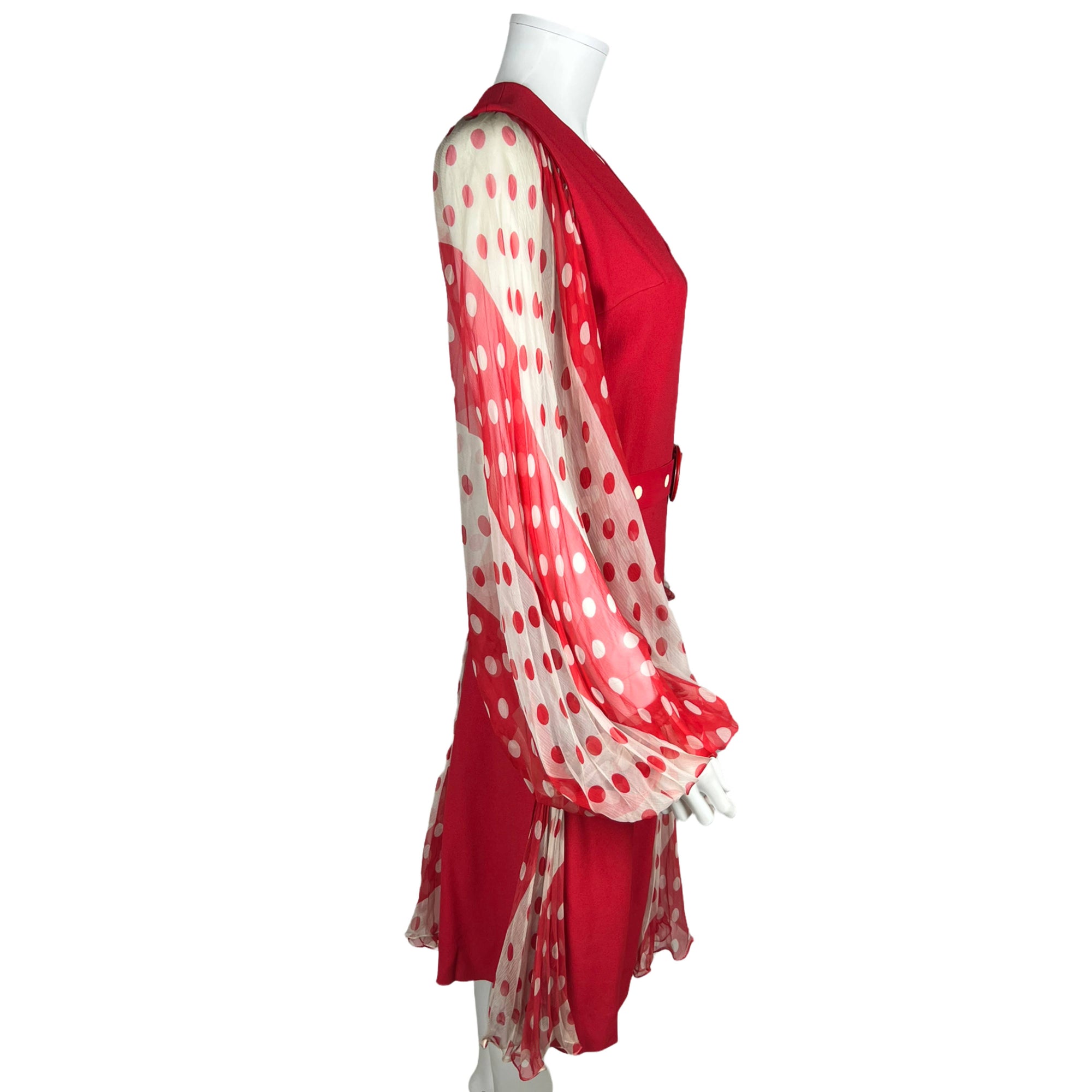 Vintage 1970s Dress w Poet Sleeves Marie Martine Paris Sz M