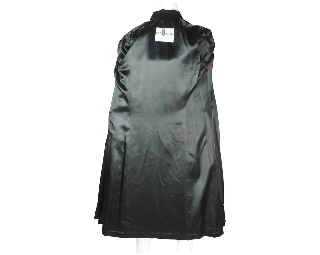 Vintage 70s Marielle Fleury Black Velvet Coat by Rainmaster - Poppy's Vintage Clothing