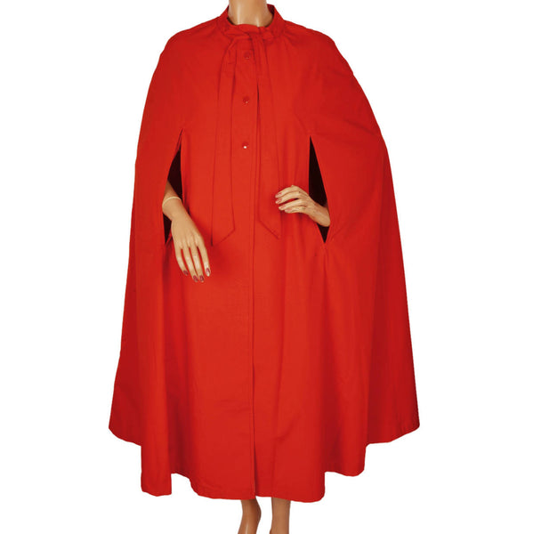 Vintage Marielle Fleury Red Rain Cape by Rainmaster 1970s Canadian Design - Poppy's Vintage Clothing
