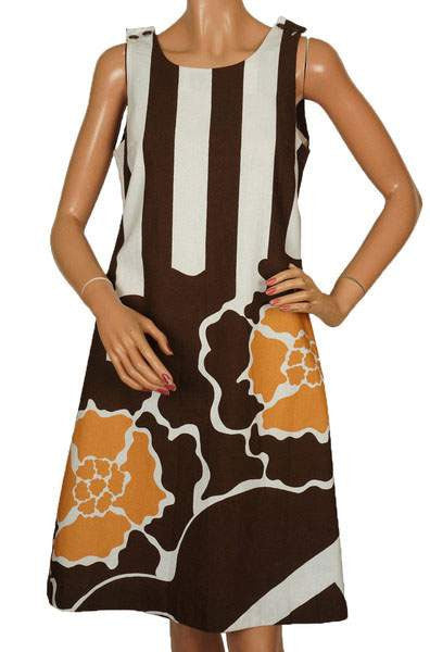 Marimekko Graphic Print  Cotton Dress by Maija Isola Made in Finland Ladies Size S / M - Poppy's Vintage Clothing