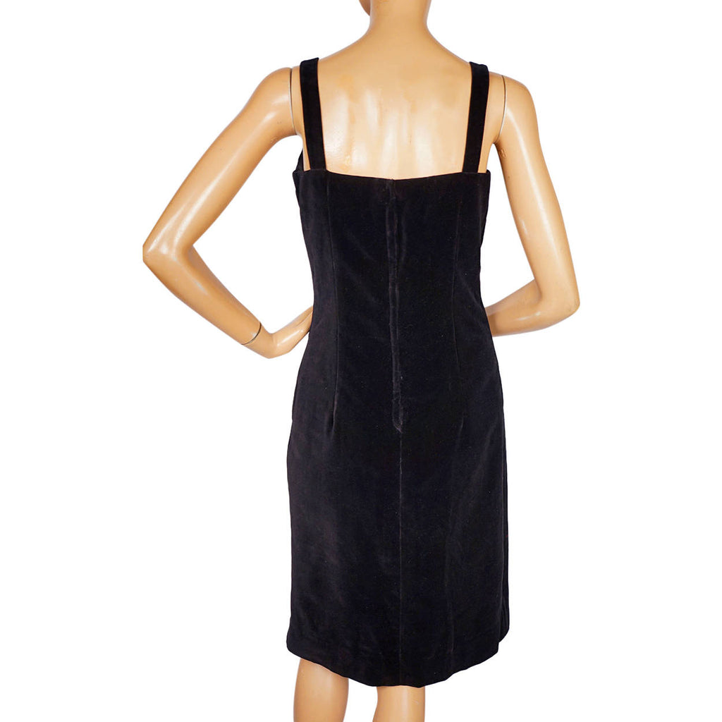 Vintage 1960s Marjorie Hamilton LBD Black Velvet Cocktail Dress S M - Poppy's Vintage Clothing
