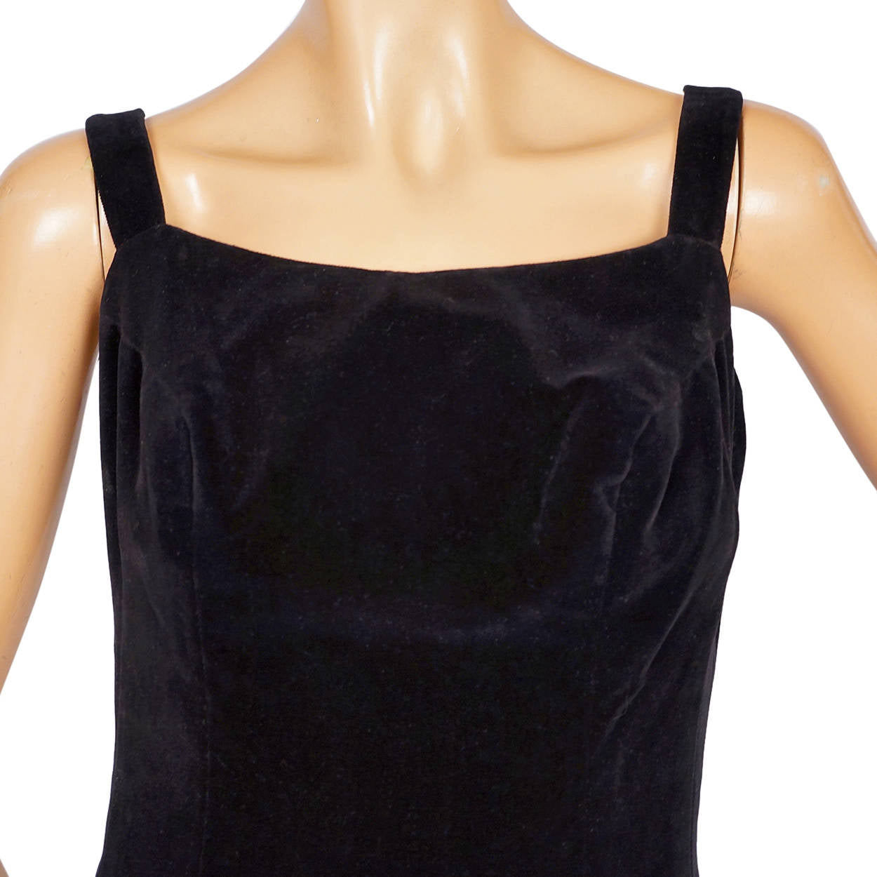 Vintage 1960s Marjorie Hamilton LBD Black Velvet Cocktail Dress S M