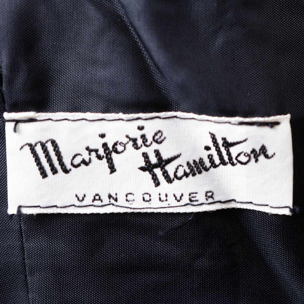 Vintage 1960s Marjorie Hamilton LBD Black Velvet Cocktail Dress S M - Poppy's Vintage Clothing