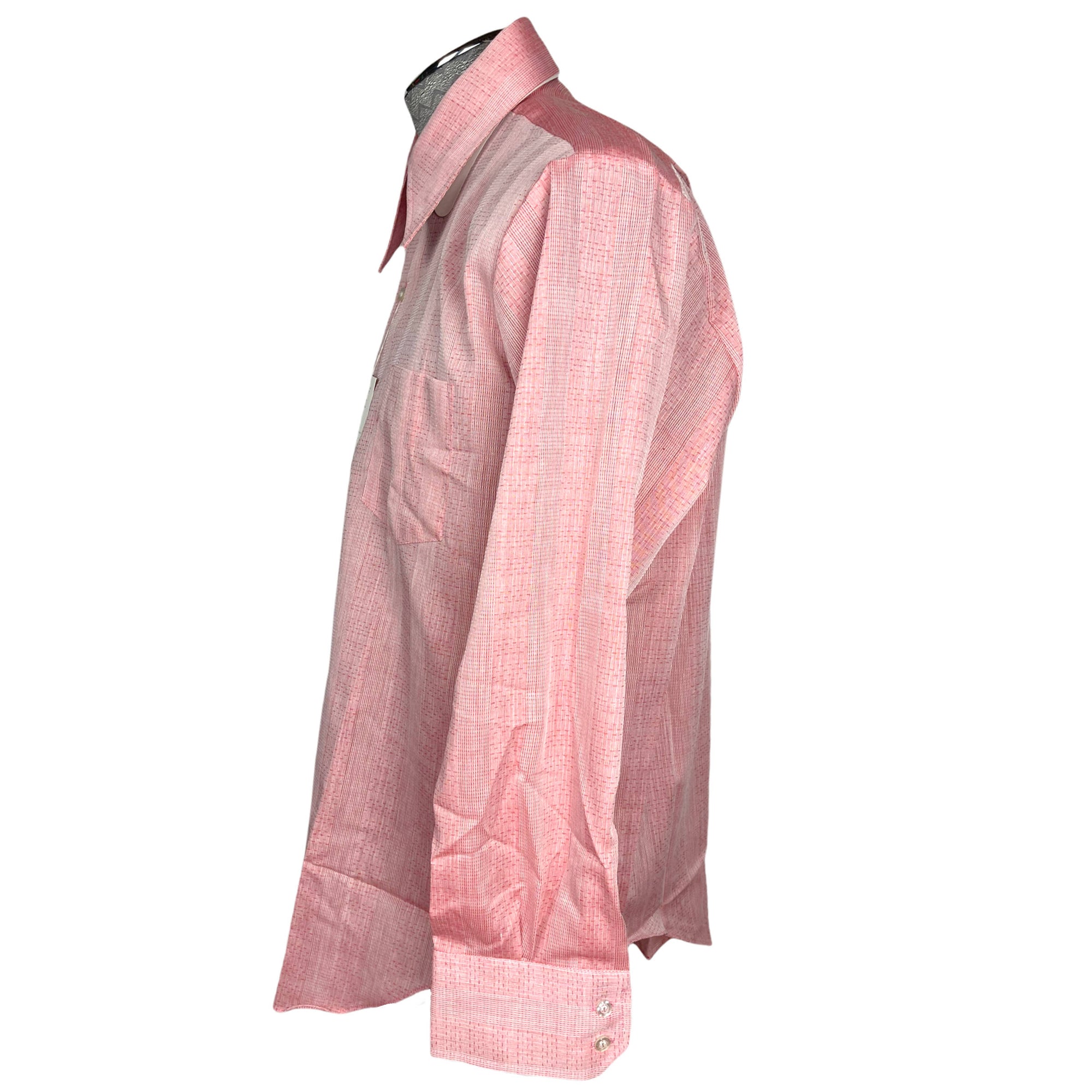 Vintage NWT 1970s Dress Shirt Unused Pink w Red Size L 16.5