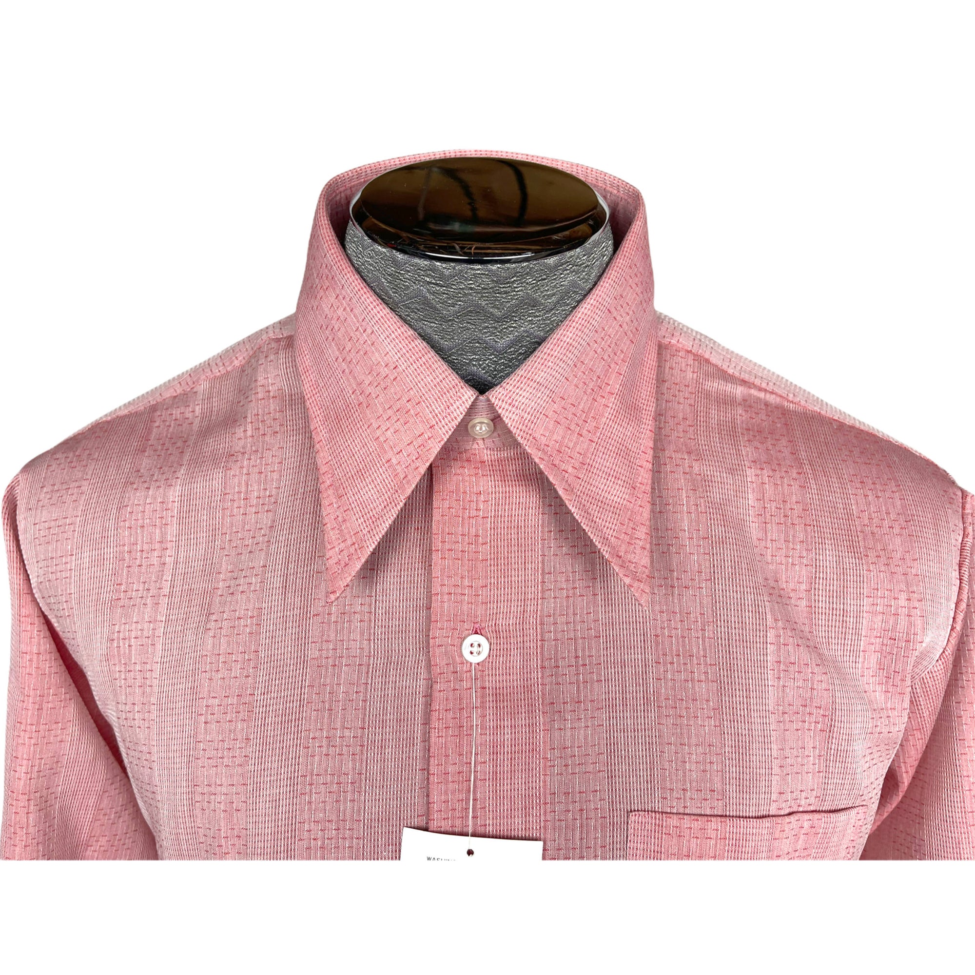 Vintage NWT 1970s Dress Shirt Unused Pink w Red Size L 16.5