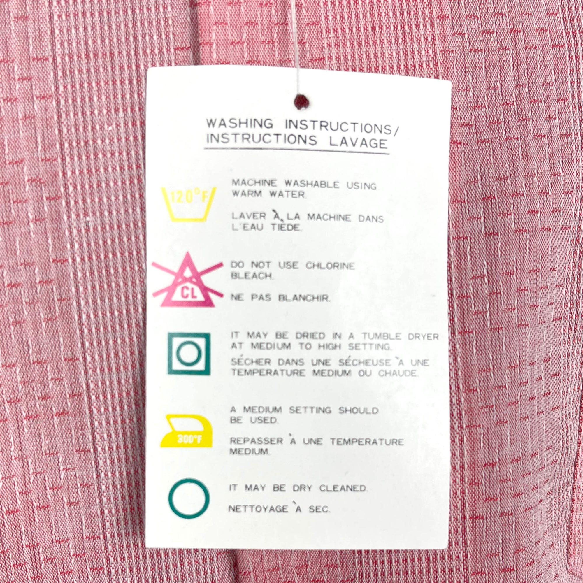 Vintage NWT 1970s Dress Shirt Unused Pink w Red Size L 16.5