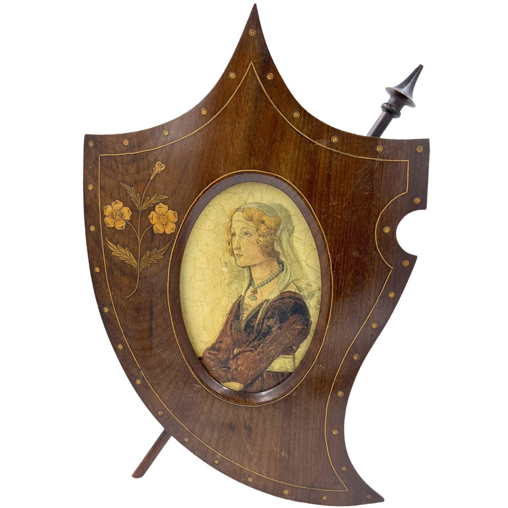 Antique Marquetry Wood Picture Frame w Easel Arts & Crafts