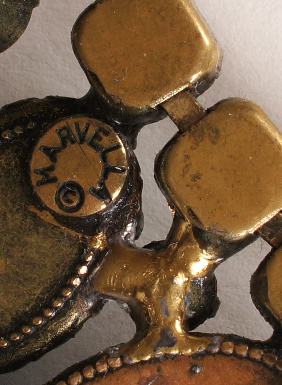 Vintage 1950s Rhinestone Collar Bib Necklace Signed Marvella - Poppy's Vintage Clothing