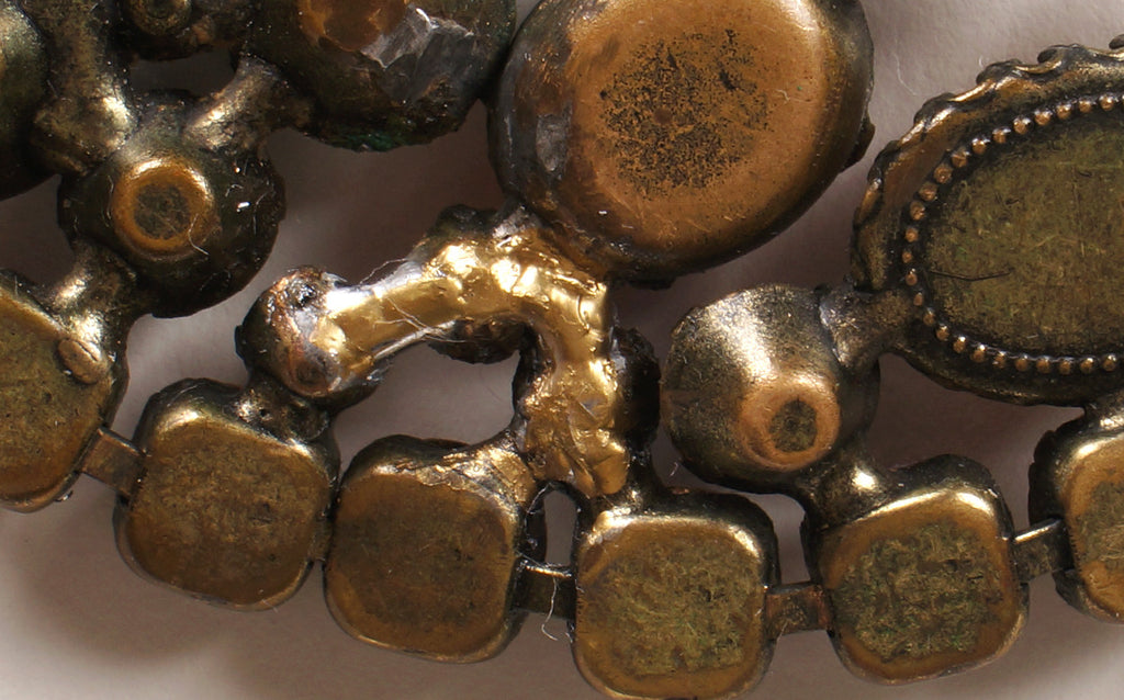 Vintage 1950s Rhinestone Collar Bib Necklace Signed Marvella - Poppy's Vintage Clothing