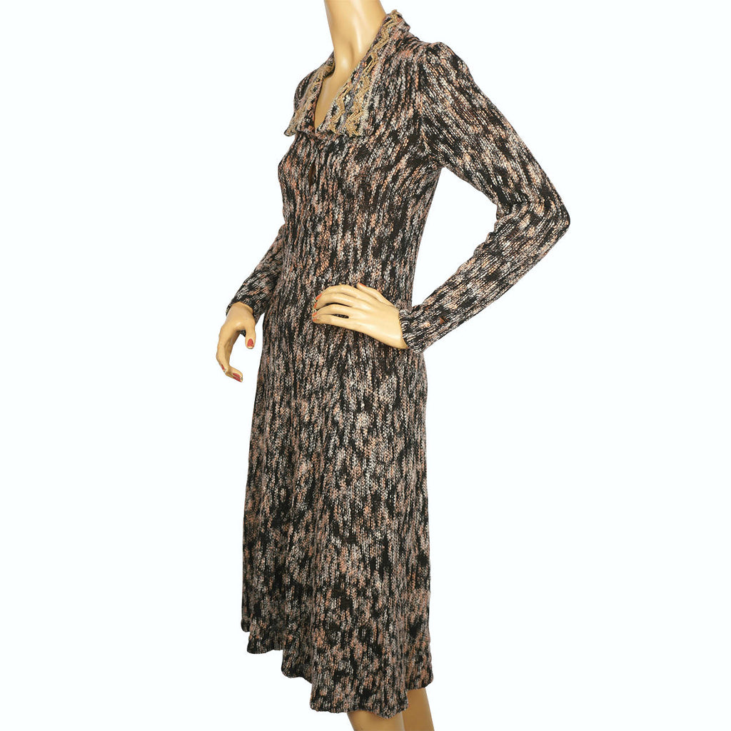Vintage 1970s British Mod Dress Mary Farrin Wool Knit Made in England Size M - Poppy's Vintage Clothing