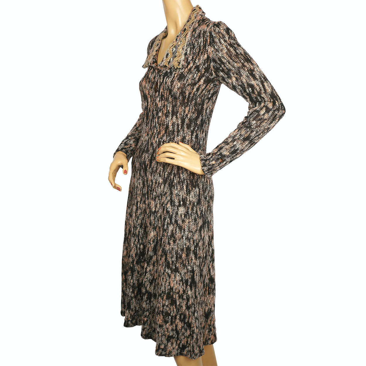 Vintage 1970s British Mod Dress Mary Farrin Wool Knit Made in England Size M - Poppy's Vintage Clothing