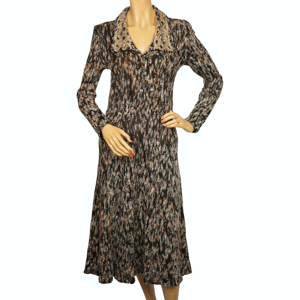 Vintage 1970s British Mod Dress Mary Farrin Wool Knit Made in England Size M - Poppy's Vintage Clothing