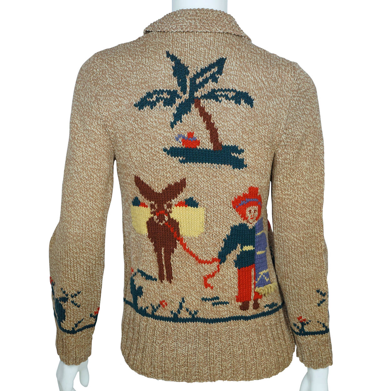 Vintage Cowichan Sweater Mary Maxim Mexicana Pattern 465 1950s Hand Knit - Poppy's Vintage Clothing