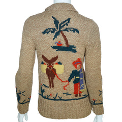 Vintage Cowichan Sweater Mary Maxim Mexicana Pattern 465 1950s Hand Knit - Poppy's Vintage Clothing