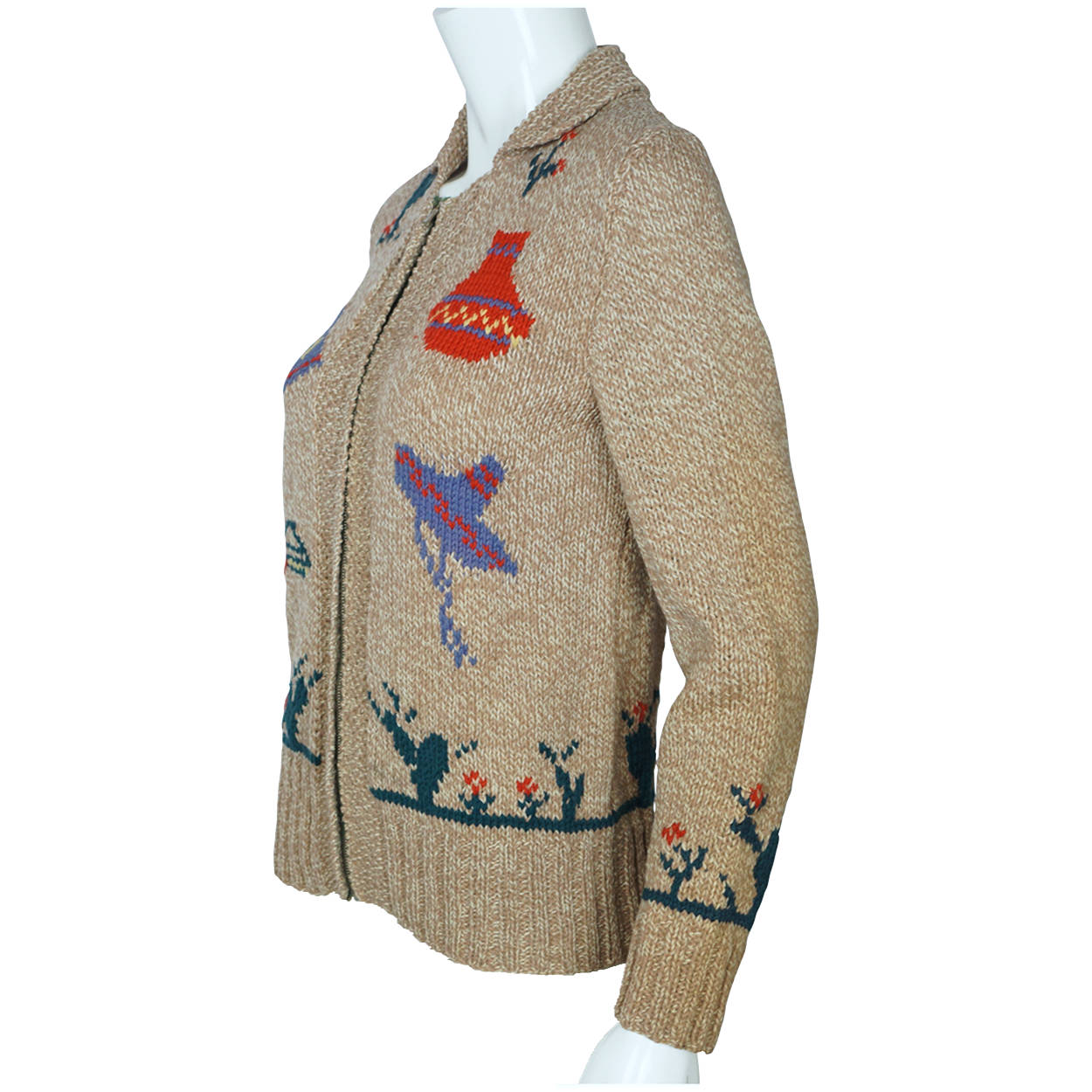 Vintage Cowichan Sweater Mary Maxim Mexicana Pattern 465 1950s Hand Knit - Poppy's Vintage Clothing