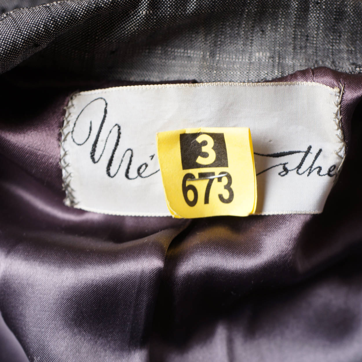 Vintage 1950s Silver Grey Silk Skirt Suit Meme Dysthe Montreal Designer Size M L - Poppy's Vintage Clothing