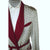 Vintage 1940s Mens Dressing Gown Shiny Silver Grey w Burgundy Trim Size M L - Poppy's Vintage Clothing