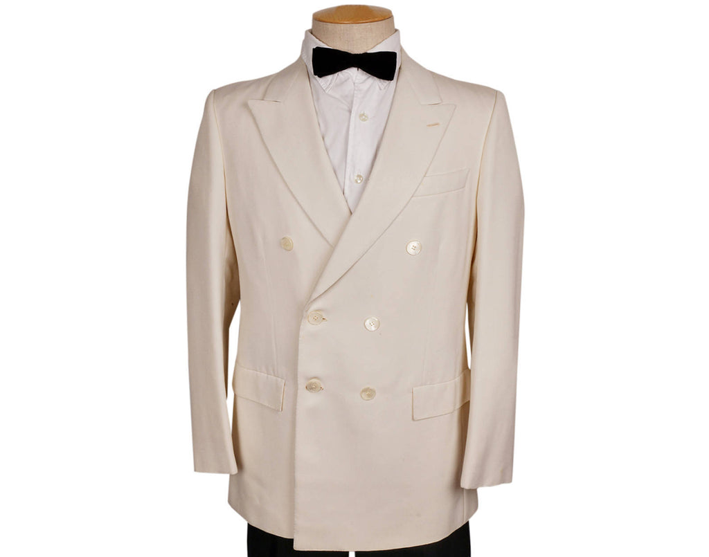 Vintage 1970s White Dinner Jacket - Gillio Paris -Size M - Poppy's Vintage Clothing