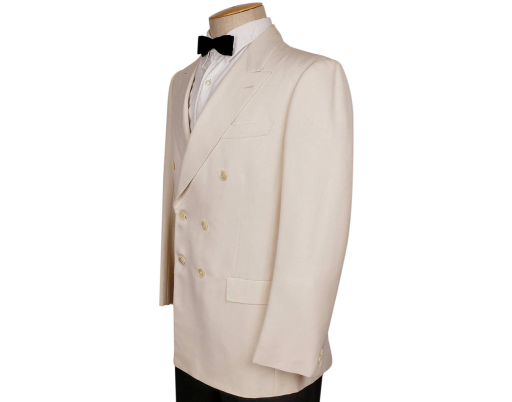 Vintage 1970s White Dinner Jacket - Gillio Paris -Size M - Poppy's Vintage Clothing