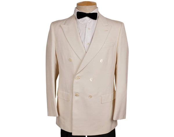 Vintage 1970s White Dinner Jacket - Gillio Paris -Size M - Poppy's Vintage Clothing