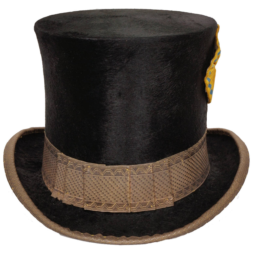 Antique Victorian Mens English Silk Plush Top Hat Luxembourg Size Small - Poppy's Vintage Clothing