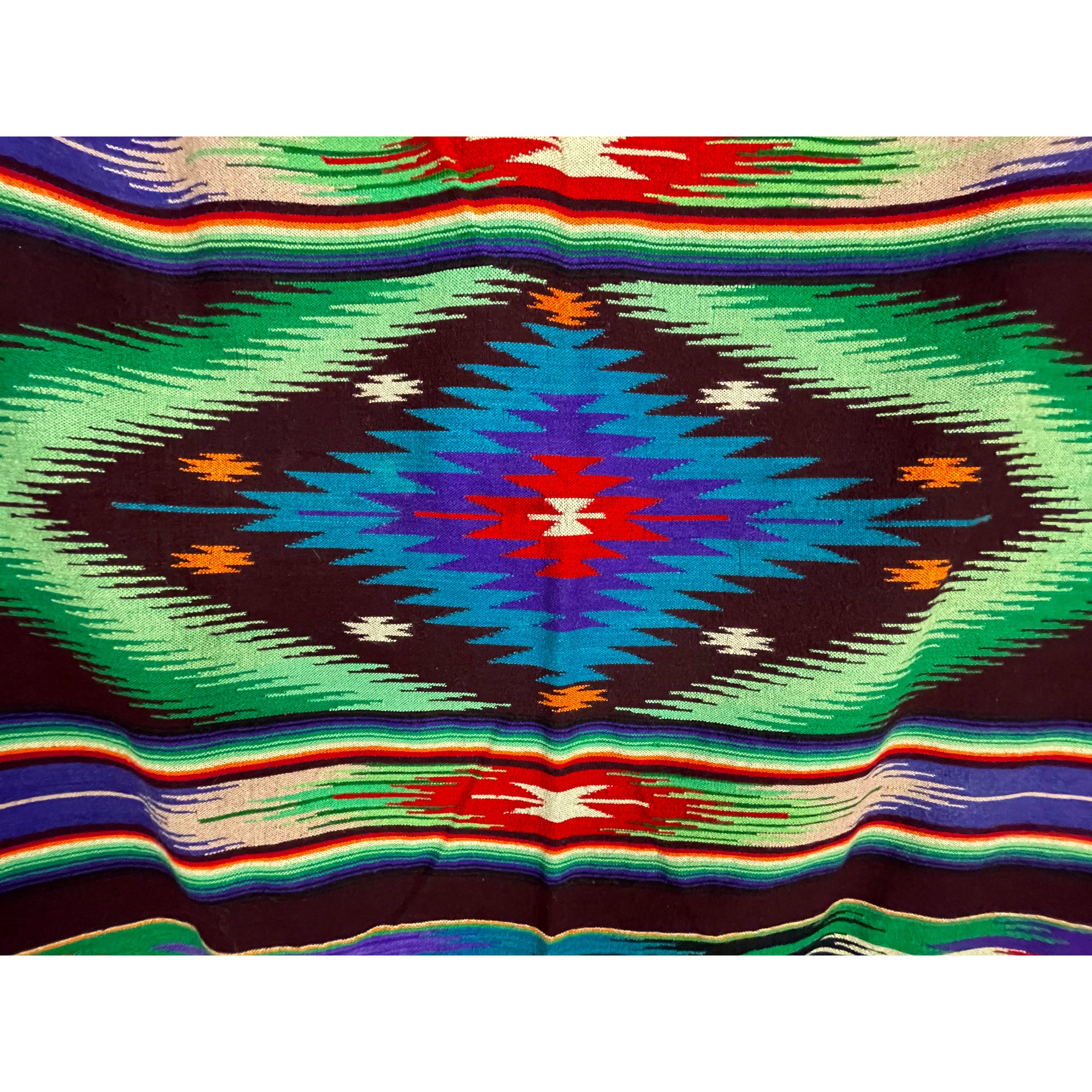 Vintage 1940s 50s Mexican Saltillo Serape Wool Blanket