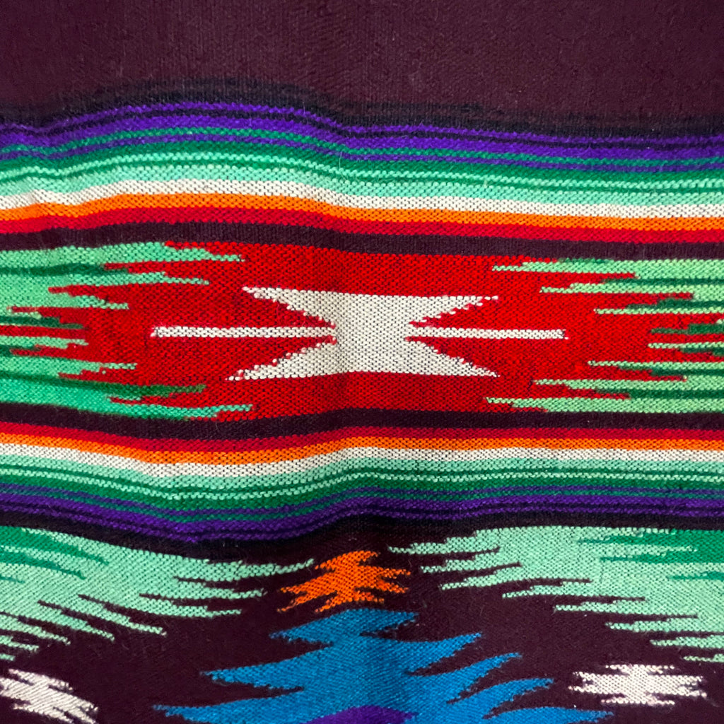 Vintage 1940s 50s Mexican Saltillo Serape Wool Blanket