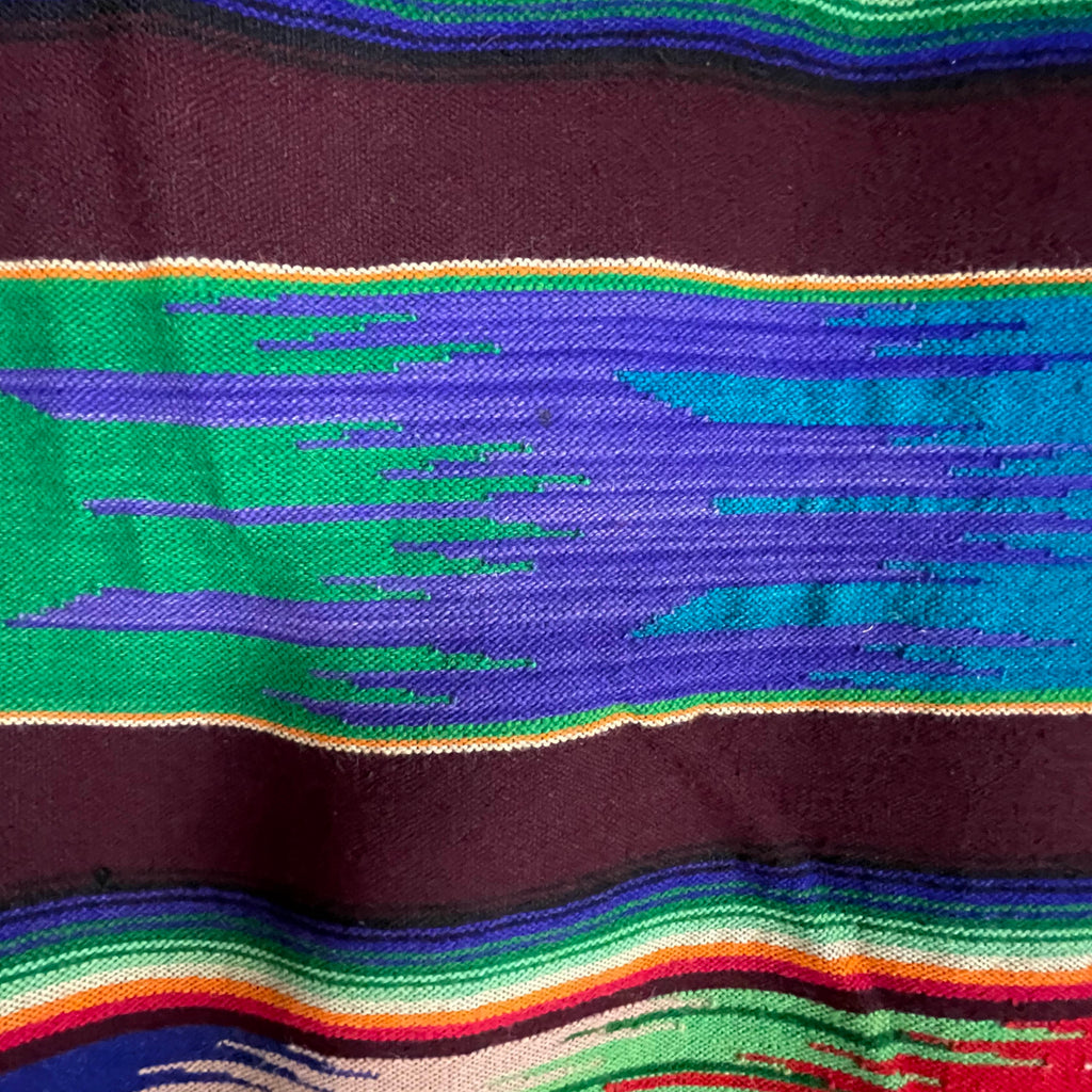 Vintage 1940s 50s Mexican Saltillo Serape Wool Blanket