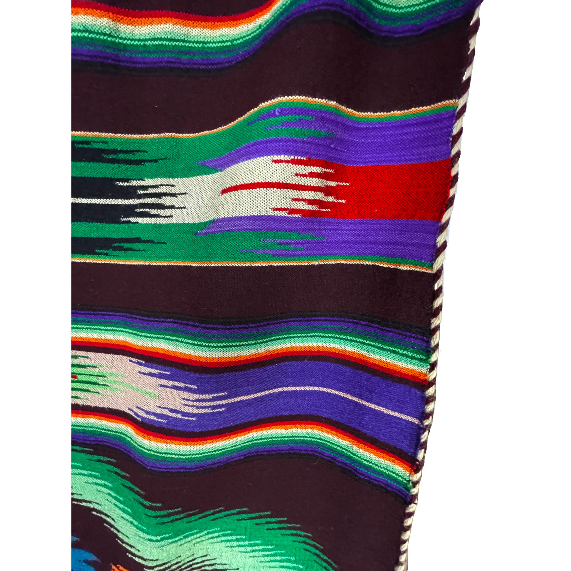 Vintage 1940s 50s Mexican Saltillo Serape Wool Blanket