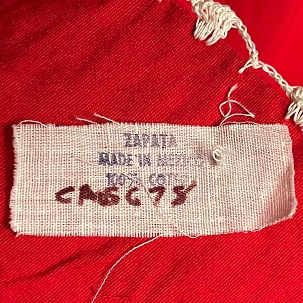 Vintage 70s Mexican Maxi Dress Red Cotton Hazme Si Puedes