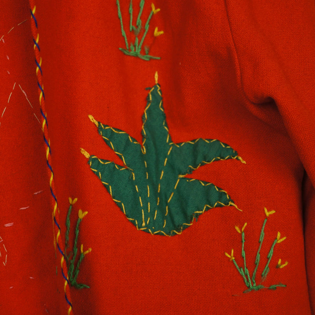 Vintage 40s Mexican Jacket Red Wool Embroidered Souvenir S - Poppy's Vintage Clothing