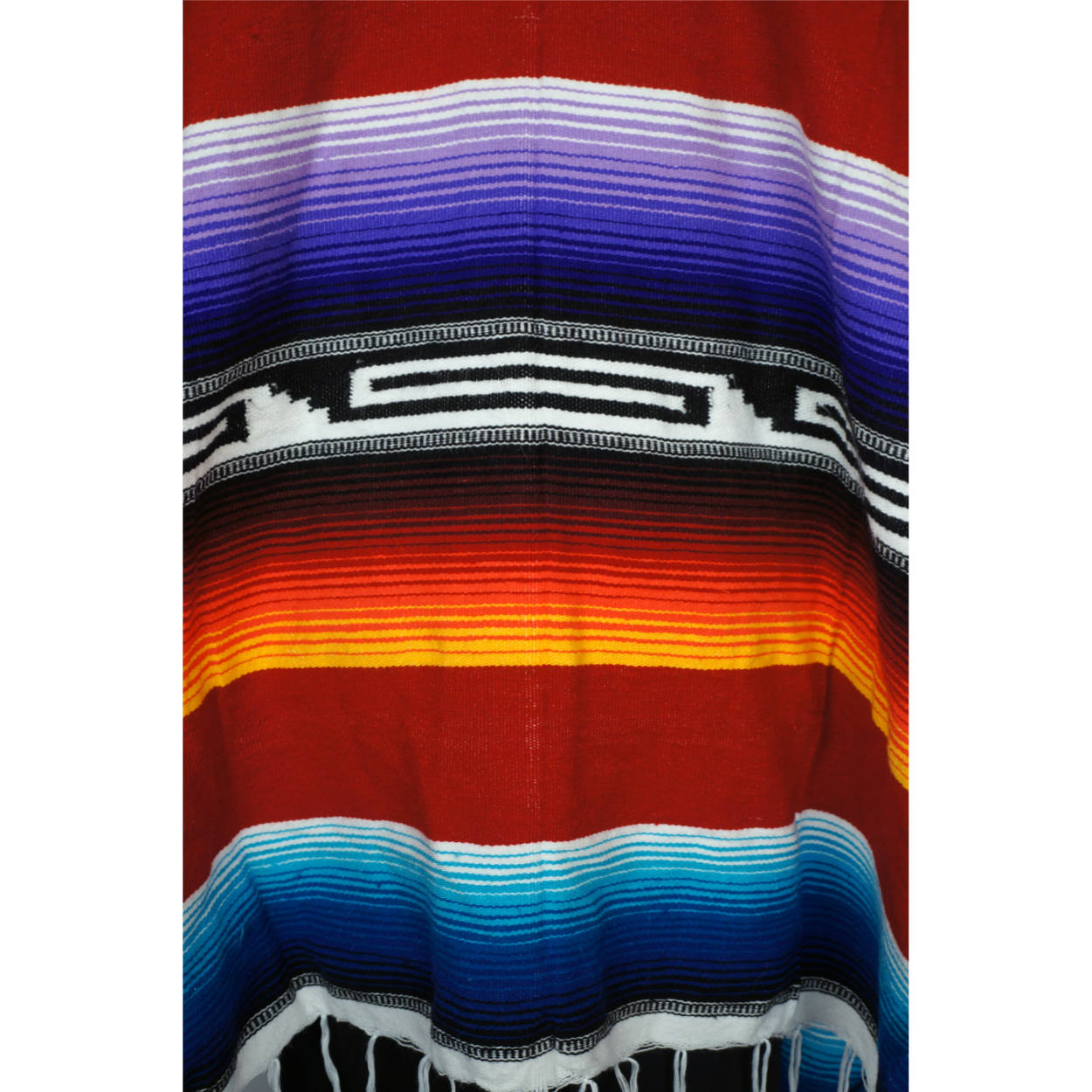 Vintage 1960s Mexican Poncho Saltillo Serape Striped Cotton Blanket Unisex - Poppy's Vintage Clothing