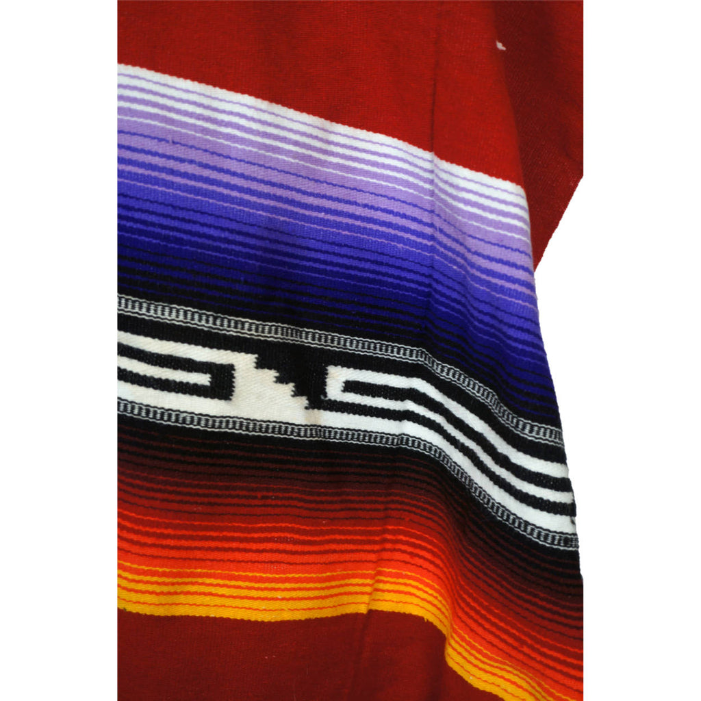 Vintage 1960s Mexican Poncho Saltillo Serape Striped Cotton Blanket Unisex - Poppy's Vintage Clothing