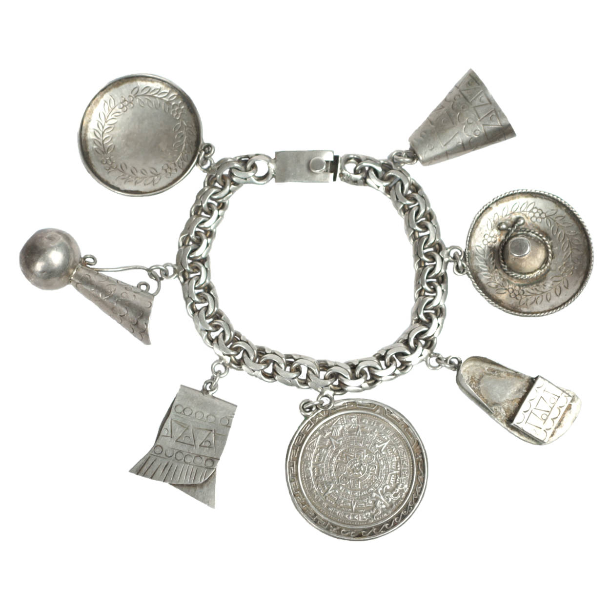 Vintage Sterling Silver Charm Bracelet / Womens 1970s Charm