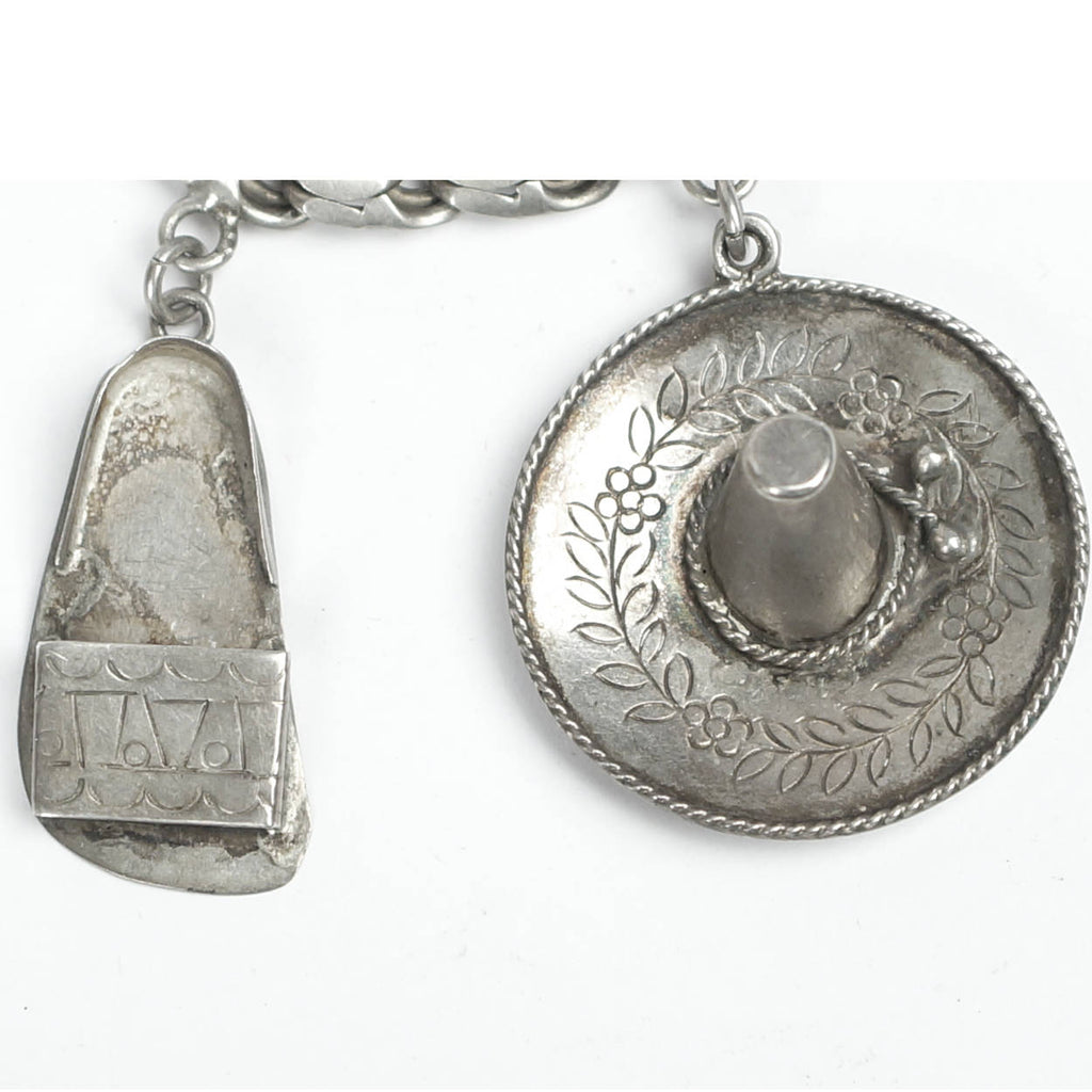 Vintage Mexican Sterling Silver 7 Charm Bracelet Rosi Beguden Mexico City 1950s - Poppy's Vintage Clothing