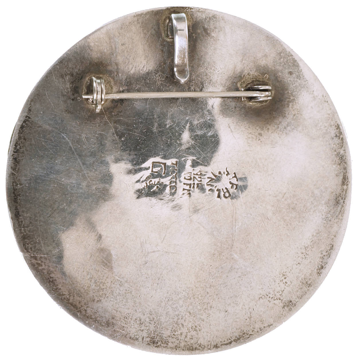 Vintage Taxco Mexican Sterling Silver Round Brooch Pendant Abalone Inlay - Poppy's Vintage Clothing