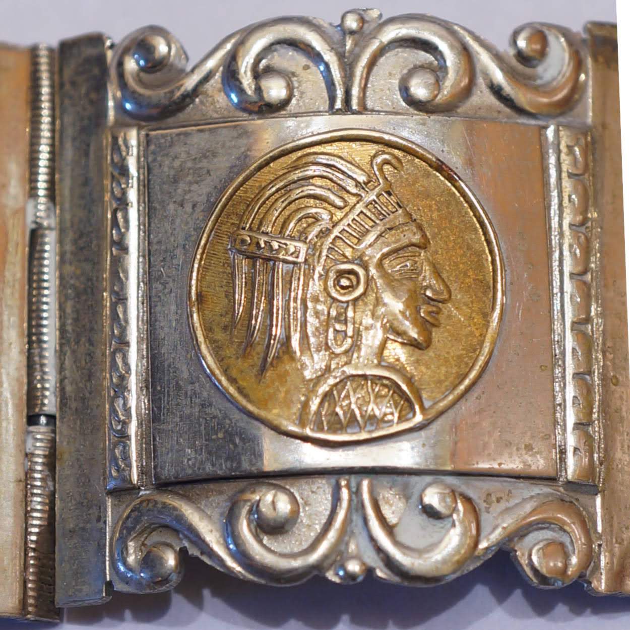 Vintage Mexican Sterling Bracelet Aztec Panels - Poppy's Vintage Clothing