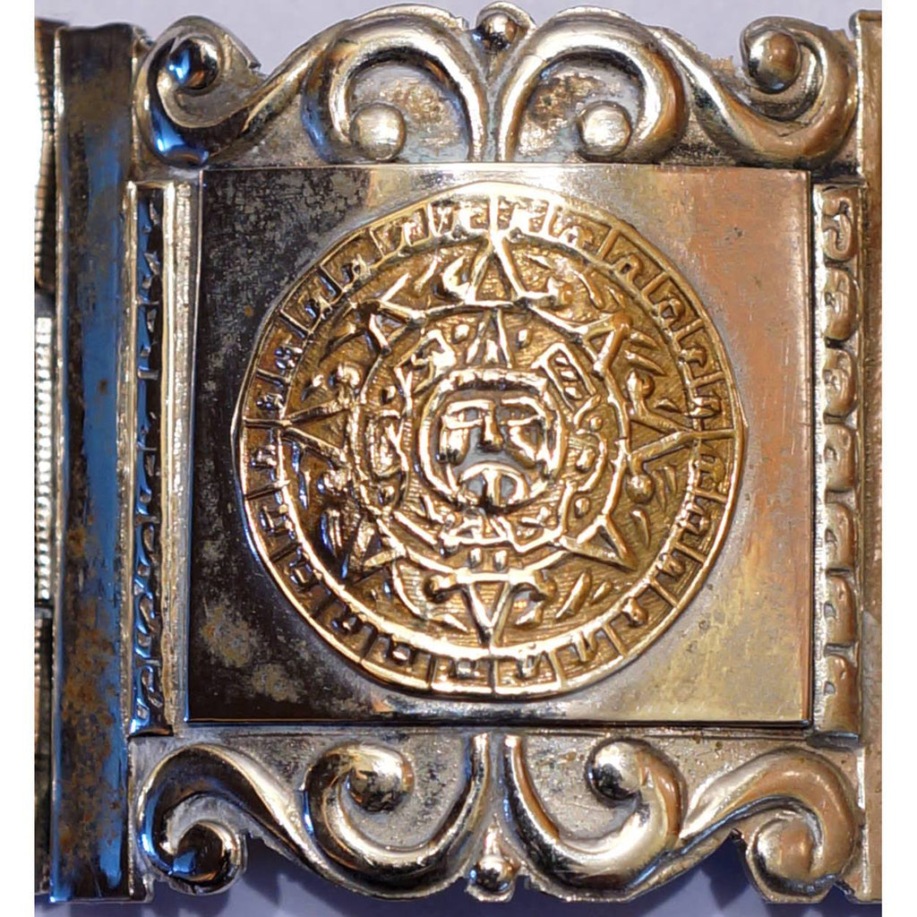 Vintage Mexican Sterling Bracelet Aztec Panels - Poppy's Vintage Clothing